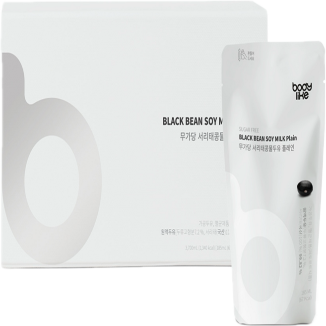 바디라이크 무가당 서리태콩물두유 플레인, 40개, 185ml