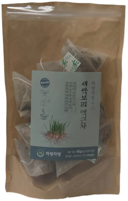 겉보리 새싹 보리차 맥근 티백차 마시는 국산 TEA 소화 효소 효능 풍부 60g, 1.5g, 5개, 40개입