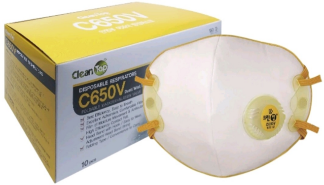 크린탑 1급 방진마스크 C650V, 30개, 화이트 + 옐로우
