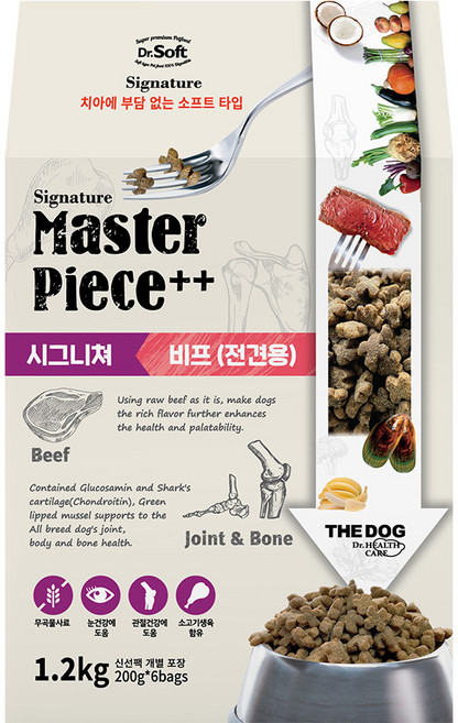 더독 전연령용 강아지 닥터소프트 명작 시그니처 사료, 소, 1.2kg, 1개