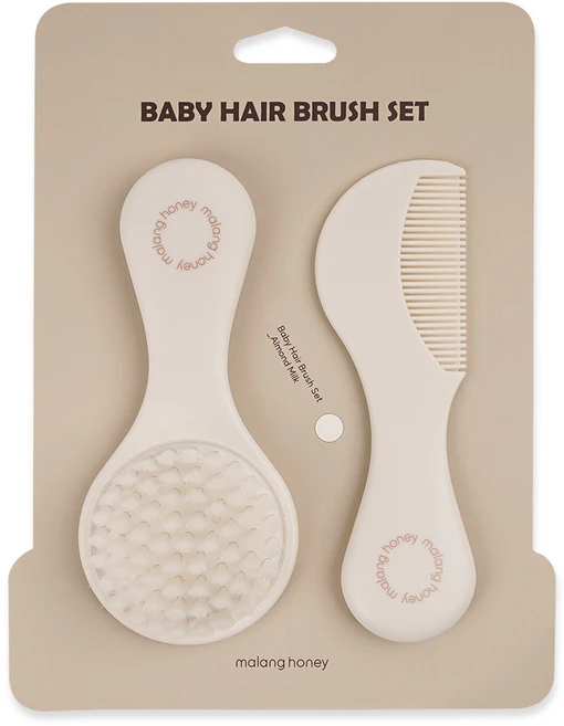 말랑하니 브러쉬 아기빗 세트, 1개, 아몬드밀크 - 쿠팡