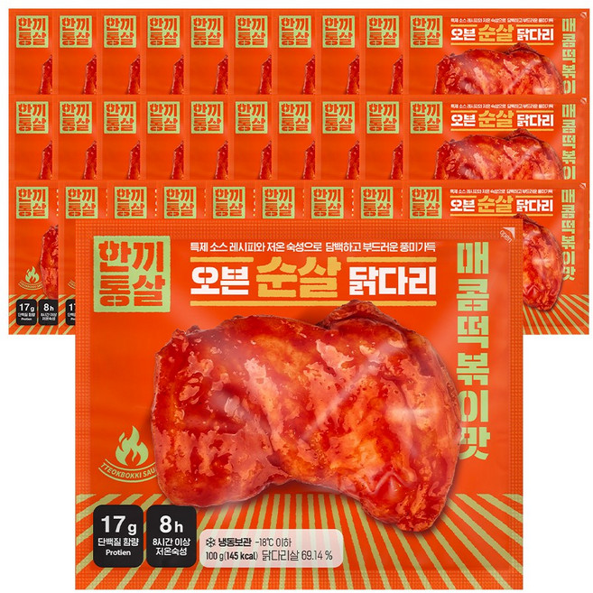 한끼통살 오븐 순살 닭다리 매콤떡볶이맛 30개입, 30개, 100g