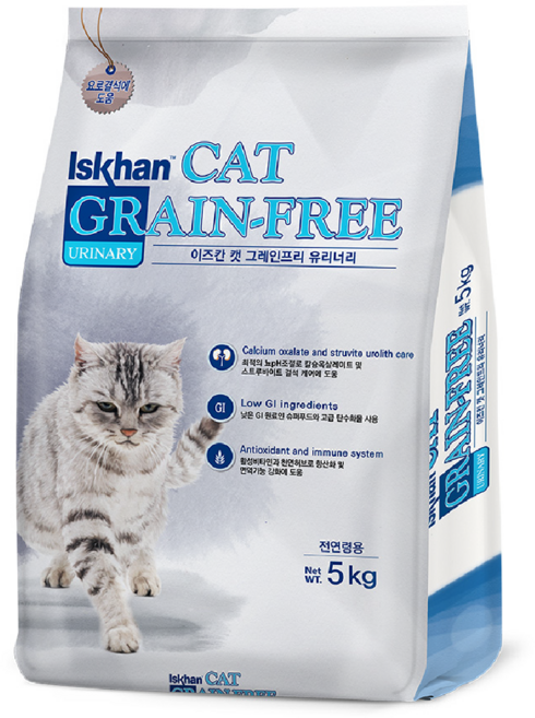 이즈칸 캣 그레인프리 기능성 사료, 유리너리+헤어볼, 5kg, 1개