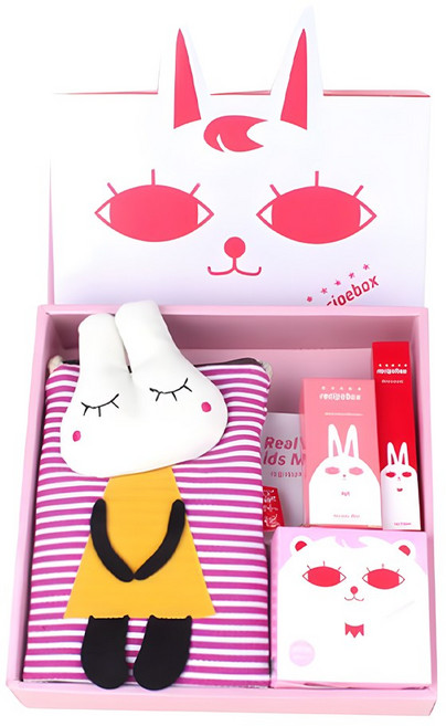 레시피박스 해피박스 어린이 메이크업 5종 세트, 가방(랜덤) + 어린이 마스크팩 2p + 매니큐어 보타니컬 핑크 + 립크레용 + 데일리 썬쿠션, 2세트