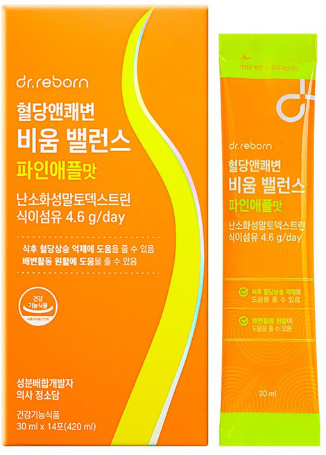 닥터리본 의사가만든 혈당앤쾌변 비움 밸런스 파인애플맛 장디톡스 비움의정석 화장실직행 건강한 혈당관리와 쾌변 서포트 너무 맛있는 마시는 관장약, 1박스, 14회분