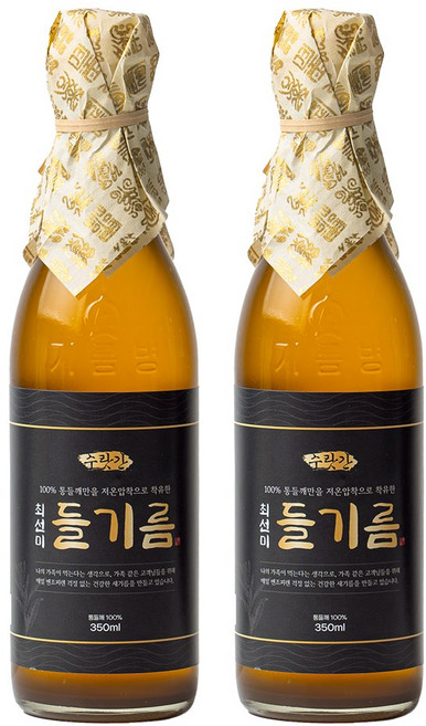 저온압착 수랏간 최선미 들기름, 2개, 350ml