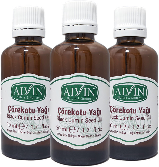 블랙커민씨드 오일 100% 저온압착 터키산 블랙커민 커민씨드 오일 Black Cumin Seed Oil 50ml, 1병, 3개
