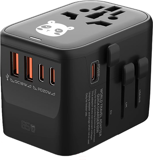 믿추 멀티 어댑터 해외 여행용 GaN PD 5포트 초고속 충전, PD65W고급형, 1개