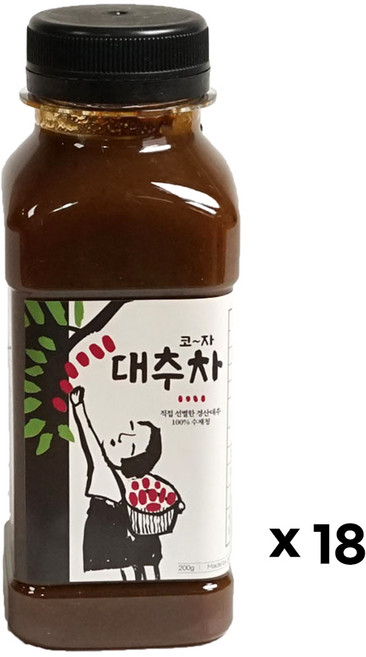 경산 대추밭 둘째딸 걸쭉한 수제 대추차 전통차 허밍테이블 코자대추차 경산대추, 1개입, 18개, 200g