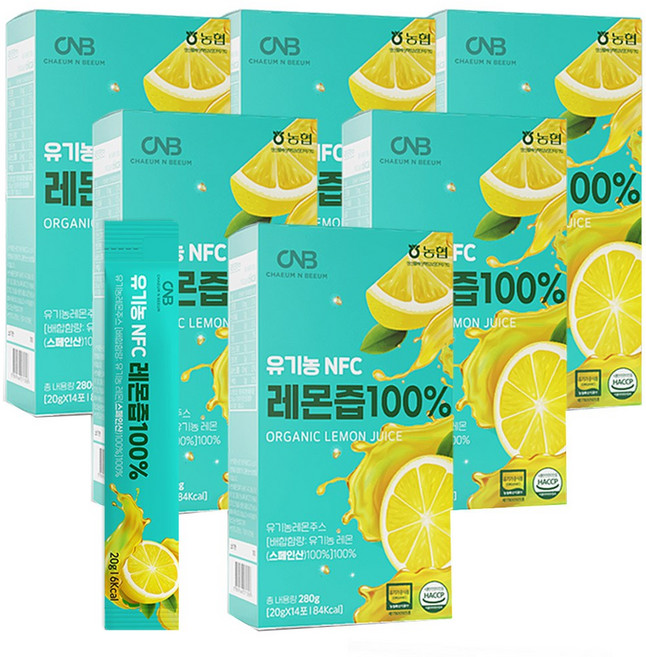 채움앤비움 유기농 NFC 레몬즙 100% 스틱 원액, 280g, 6박스