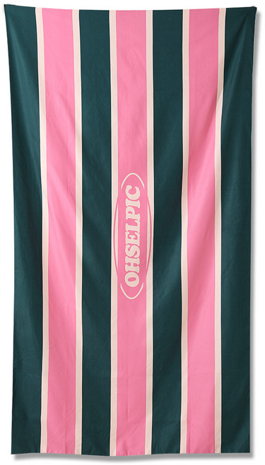 오셀픽 특대형 시그니처 스트라이프 비치타올 여행 소풍 비치타월 큰수건, 조엘 그린핑크, 1개