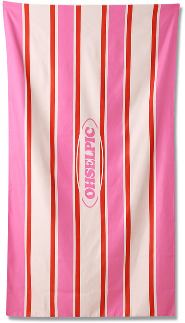 오셀픽 특대형 시그니처 스트라이프 비치타올 여행 소풍 비치타월 큰수건, 힙 앤 핑크, 1개