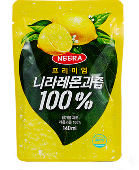 프리미엄 니라 레몬과즙 100% 호주산 NFC 착즙 주스 [140ml / 20포 / 2800ml], 140ml, 20개