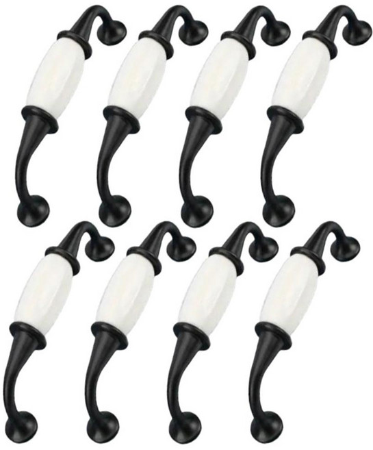 모던 스타일 세라믹 손잡이 가구손잡이 흑백배색 세라믹 손잡이 96mm, 8개