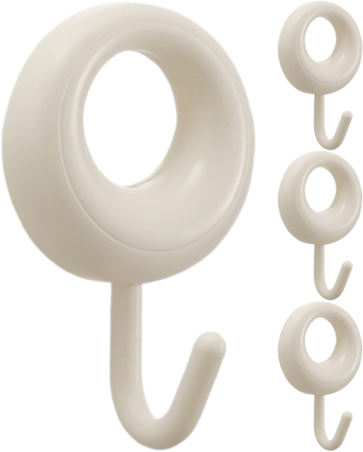 북유럽 감성 인테리어 접착식 후크 걸이, 아이보리, 4개