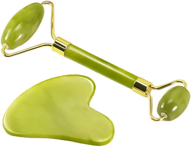 4개 세트 비취 옥 괄사 비취옥 페이스 롤러 얼굴 쿼츠 마사지 여성 로즈 하트 마사지기 도구 v라인 포인트, R49111A(4개세트