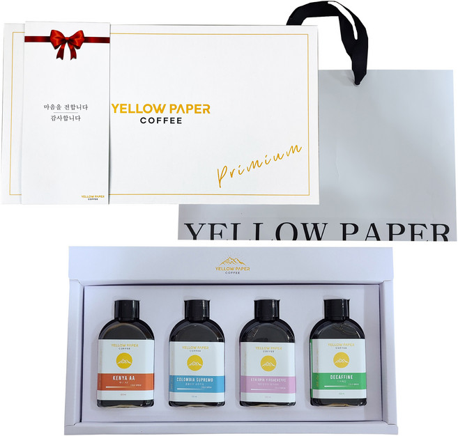 옐로우페이퍼커피 커피선물세트 4종 더치커피원액 400ml + 쇼핑백, 1세트, 1개, 4개입