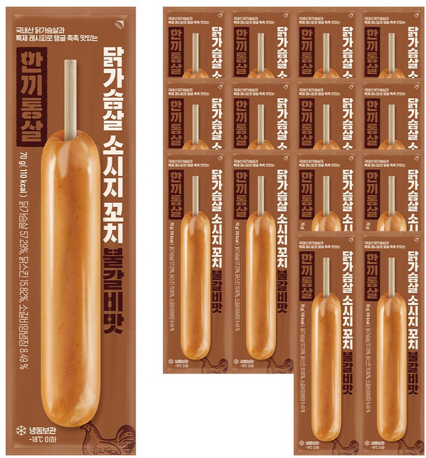 한끼통살 닭가슴살 소시지 꼬치 불갈비맛 15개입, 15개, 70g