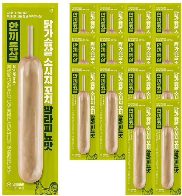 한끼통살 닭가슴살 소시지 꼬치형 할라피뇨맛 15개입, 15개, 70g