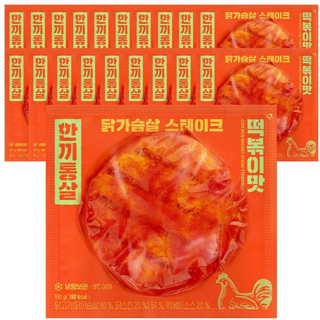 한끼통살 닭가슴살 스테이크 떡볶이맛 20개입, 20개, 100g