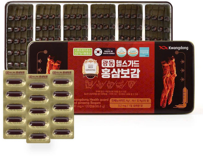광동 헬스가드 홍삼보감 120캡슐, 4개, 120정