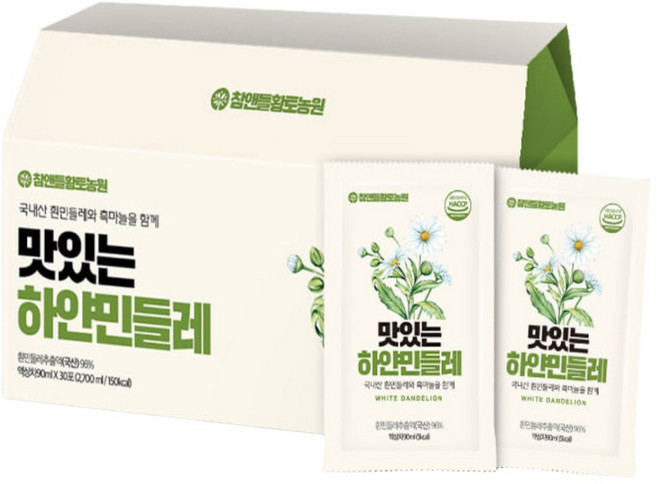 황토농원 맛있는 하얀민들레 건강즙, 90ml, 120개