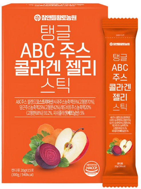 참앤들황토농원 탱글 ABC주스 콜라겐 젤리 스틱 15p, 300g, 5개