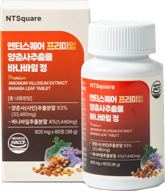 엔티스퀘어 프리미엄 양춘사 미얀마산 33 480mg 93% 고함량 바나바잎 추출, 3개, 60정
