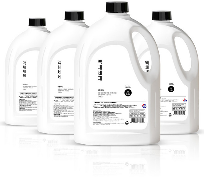 바른세탁소 액체세제 라임향 본품, 4개, 2.5L