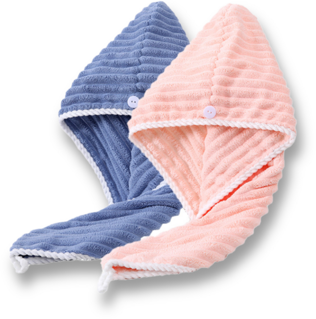 더블트리 시간단축 헤어 드라이 타월, 2개, 블루+핑크