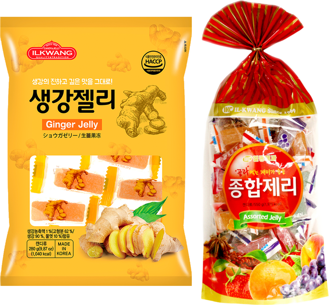 [식자재랑] 일광제과 인기상품세트 ( 생강젤리 280g + 종합제리 500g ), 1세트, 780g