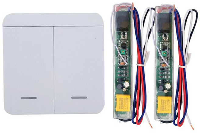 진성 이지무선스위치2구+1회로2개 전등리모컨 누워서불끄기 하이큐 NO배선, 1개
