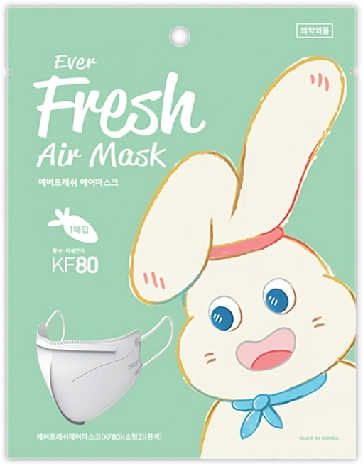 KF80 초소형S 에버프레쉬 에어 마스크 얇고 가벼운 여름용 새부리형, 1개입, 50개, 화이트