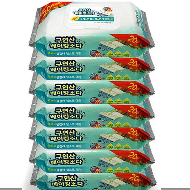 에파타 구연산 베이킹소다 프리미엄 일회용 물걸레 청소포 중형 20매, 7개