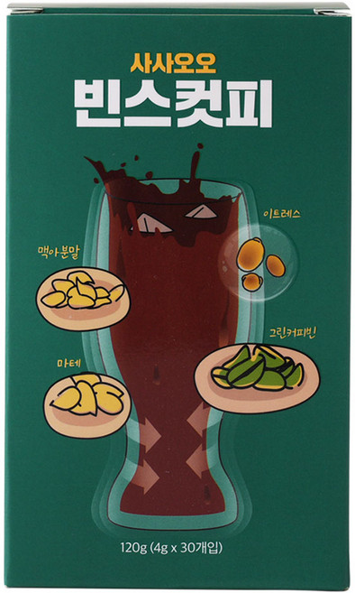 사사오오 빈스컷피 44 / 55 이트레스 커피, 1박스, 30개입, 4g