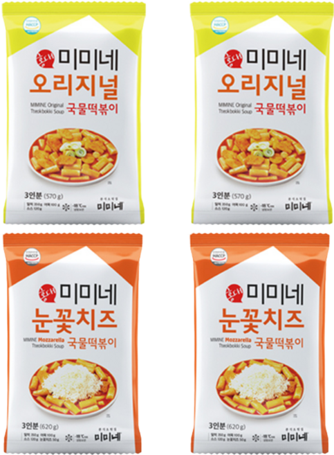 [미미네] 오리지널 국물떡볶이 2봉 + 눈꽃치즈 국물떡볶이 2봉 (총12인분), 620g, 1개