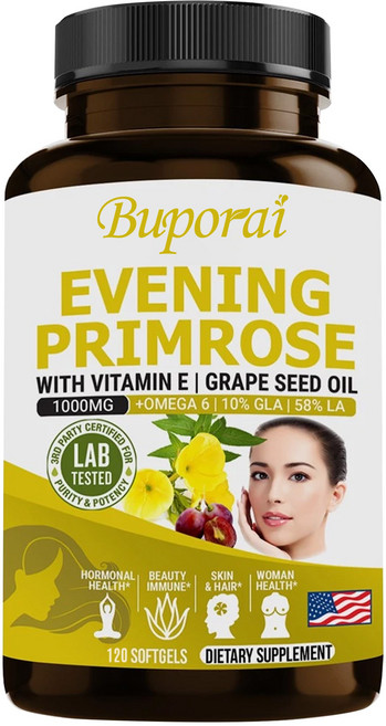 달맞이꽃 오일 포도씨 비타민 E 1000mg 항산화 보충제, 1개, 60정