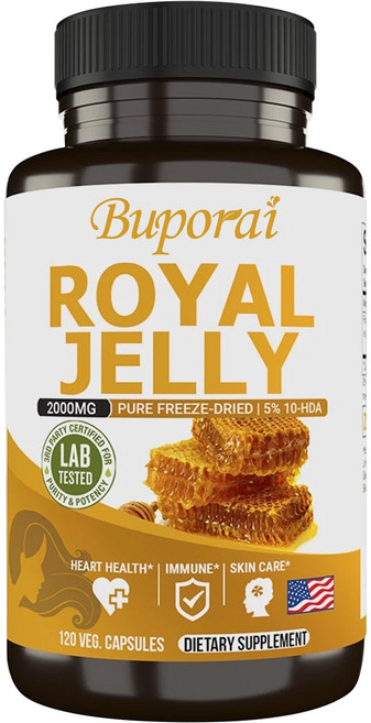 로얄 젤리 캡슐 2000mg | 천연 원료 | 고강도 소프트젤 120정 | 인공 방부제 무첨가 |, 1개, 60정