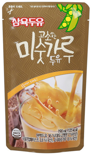 삼육두유 고소한 미숫가루 두유 파우치, 190ml, 15개