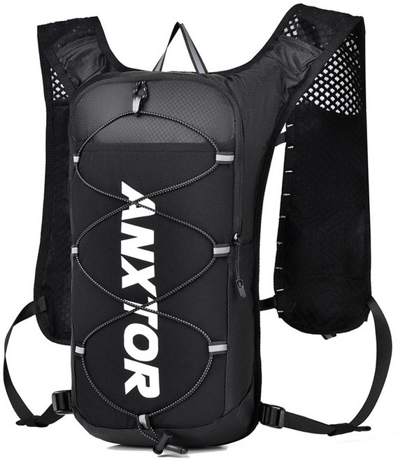 믹스MICS 초경량 다용도 미니 아웃도어 트레일 런닝 자전거 사이클링 배낭 포켓 수납 등산배낭 조끼 백팩 가방 5L, Classic Black(Free Size), 1개