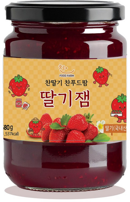 농부가 직접 만든 딸기잼 (딸기함량 70%) 무방무제 무첨가제 무색소, 1개, 580g