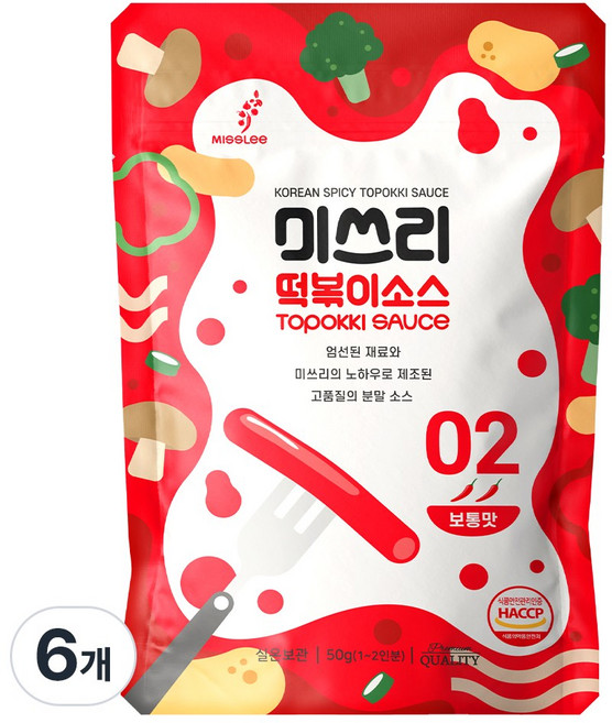 미쓰리 떡볶이 소스 분말 보통맛 50g 6개