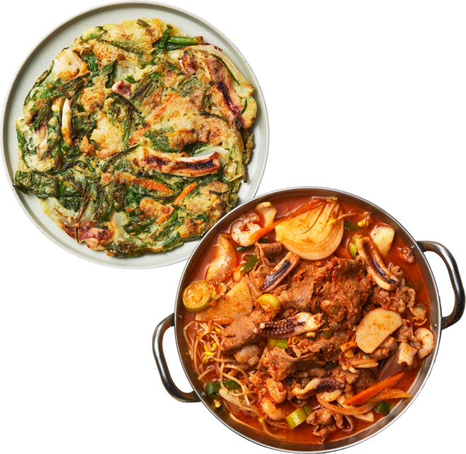 [쿡솜씨][감성캠핑세트]삼합짜글이찌개+해물파전 밀키트 4인분, 1개