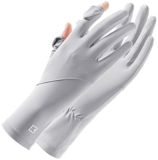 [1+1] 자외선차단장갑 운전장갑 여름 운전용 손가락 장갑, 라이트그레이+라이트그레이, 1개