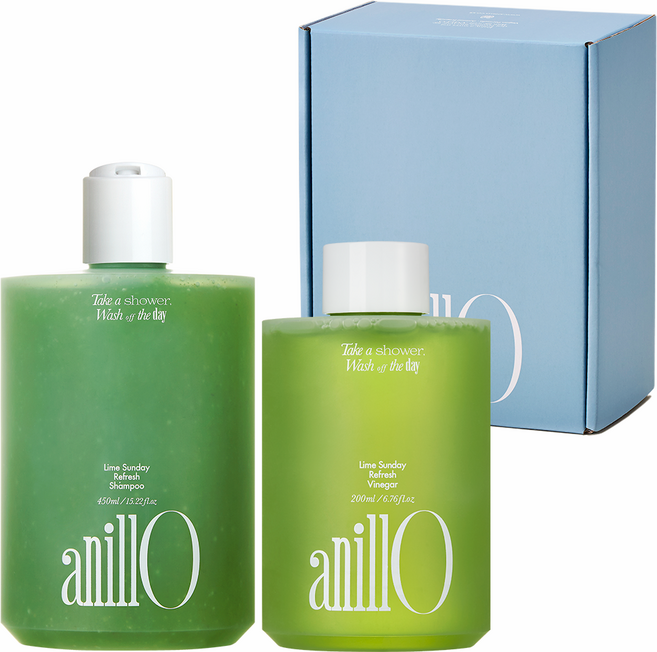 [본사직영]아닐로 라임썬데이 리프레시 2종(샴푸+비니거) 각질두피케어, 1세트