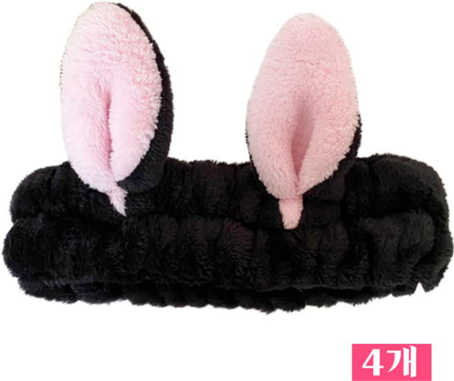 하루생활 극세사 토끼 세안밴드, 4개, 블랙