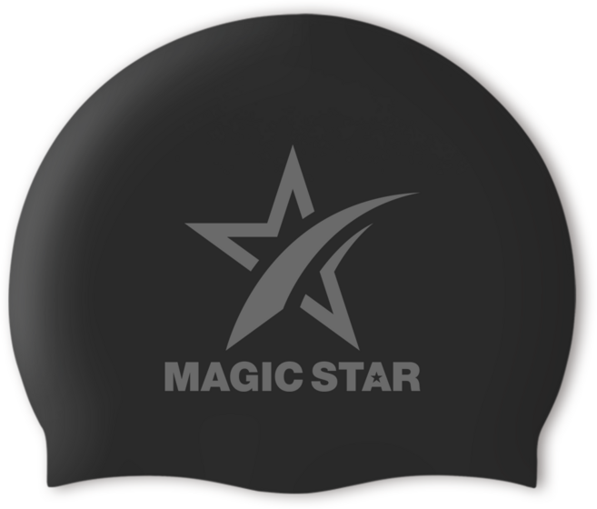 매직스타 빅스타 수영모 (+1cm컴포트/ +3cm컴포트Plus 별 실리콘 수모 MSW3US01), 블랙, 1개