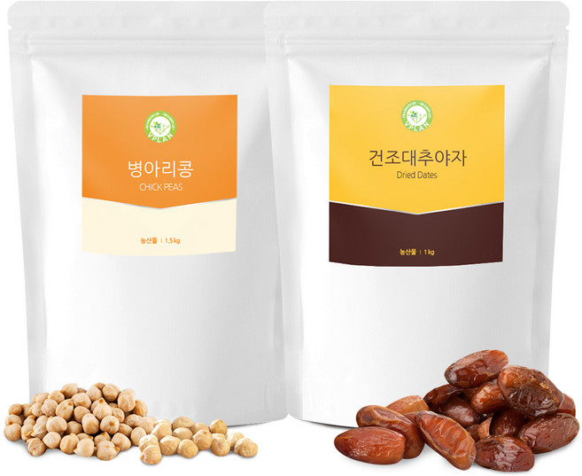 브이플랜 병아리콩 이집트콩 1.5kg+대추야자 데이츠 건대추 1kg