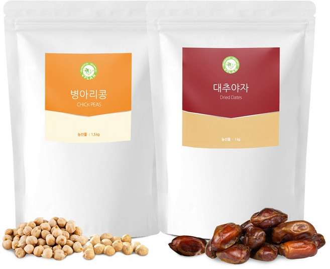브이플랜 대추야자 건대추 데이츠 1kg+병아리콩 이집트콩 1.5kg, 1kg