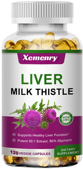 건강한 간 기능 지원 - 강력한 50:1 추출물 80% 실리마린, 1개, 120정